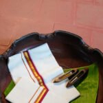 checkered jacquard maroon kara set mundu