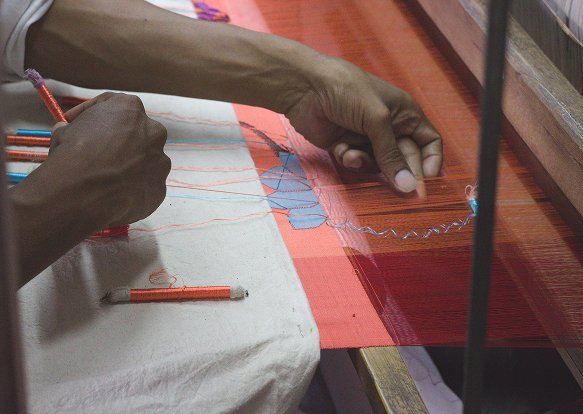Close up of traditional handloom threads
